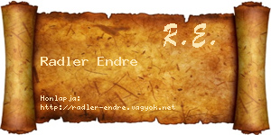 Radler Endre névjegykártya